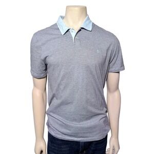Original Penguin Heritage Slim Fit Polo Shirt Mens XL Grey Blue Micro Stripe